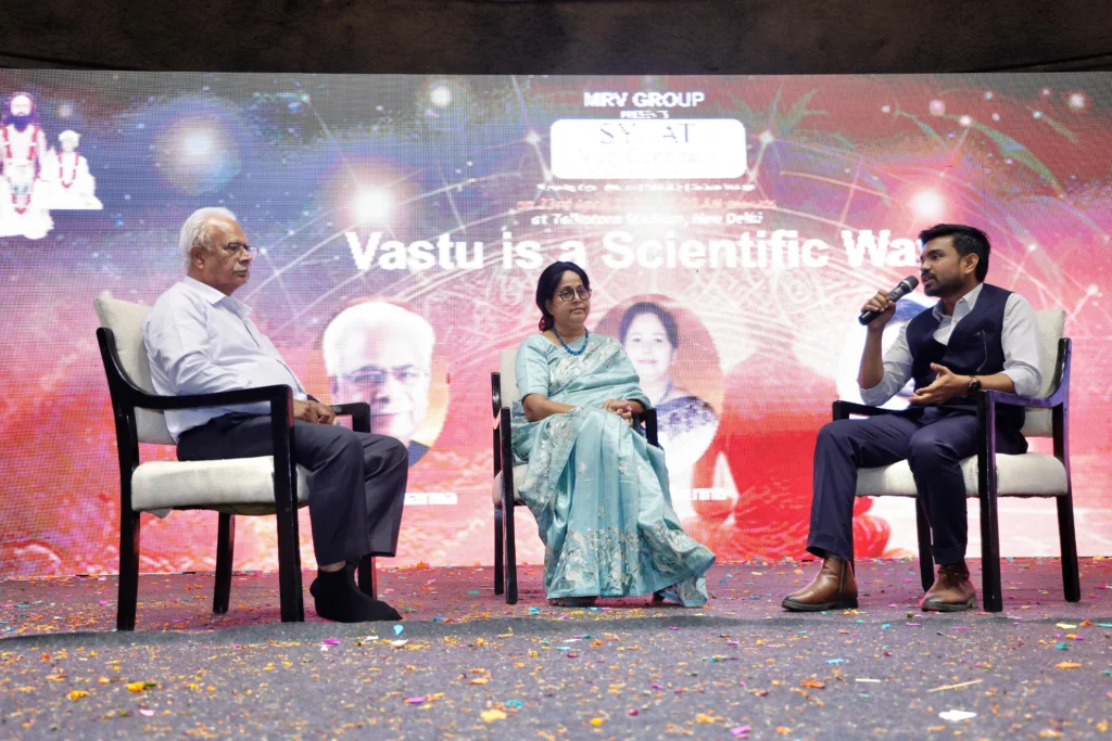 Akhil Prem Nath Moderating the 'Vastu is a Scientific Way' Dialogue with Pt Satish Sharma and Pt. Jyoti Sharma at the AIAC Season 3, SYAAT Yog Conclave 2026